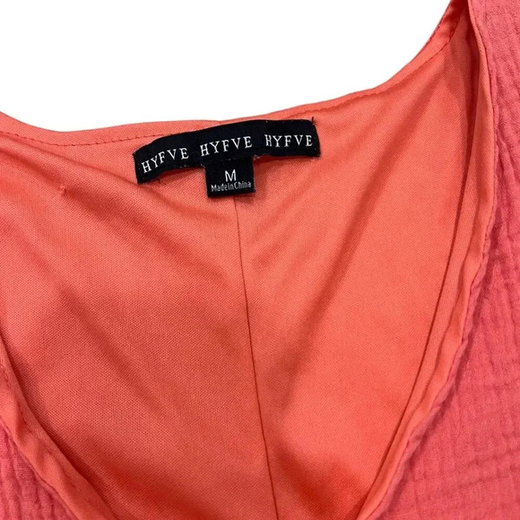 HYFVE Coral Pink Gauze Tiered Mini Dress M - Picture 3 of 4
